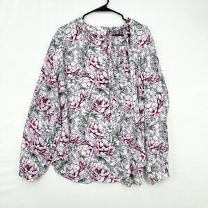 Torrid Pink White Floral Halter Neck Tied Long Sleeve Blouse Size 2/XXL